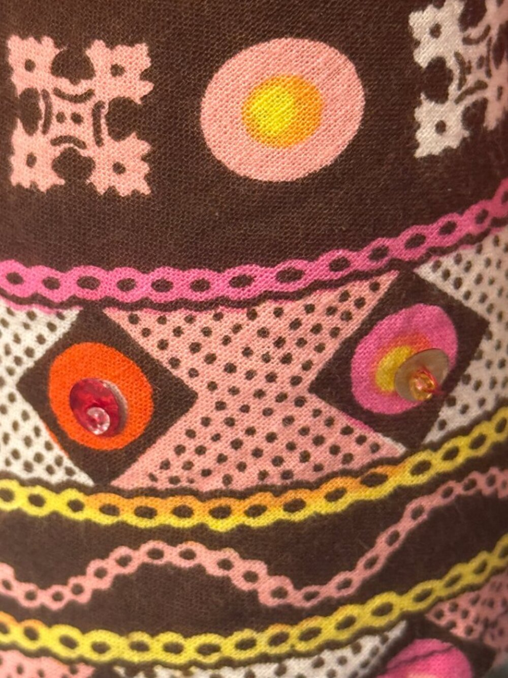 Costa Blanca Boho Print A-Line Skirt Small Beaded 100% Cotton Y2K Festival Women - Picture 6 of 7